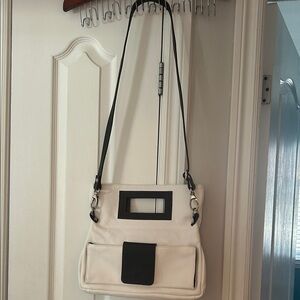 Women's Genuine Leather Valentina White and dark Brown Crossbody Bag